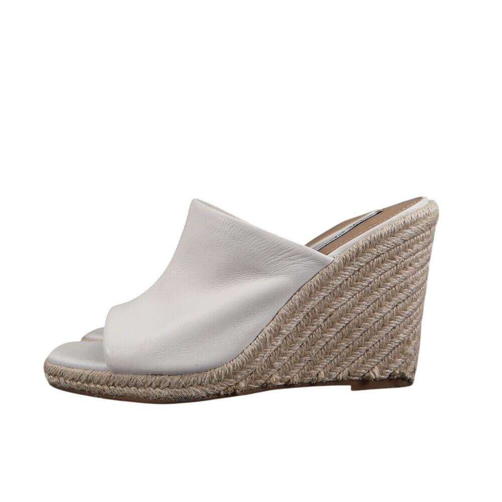 Steve Madden Shoes Womens 8.5 Sandals Wedge Slide Espadrille Leather White Urge View 4